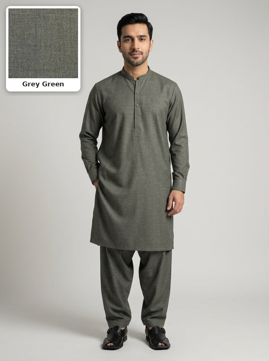 Shahi Wool Suit - Grey Green