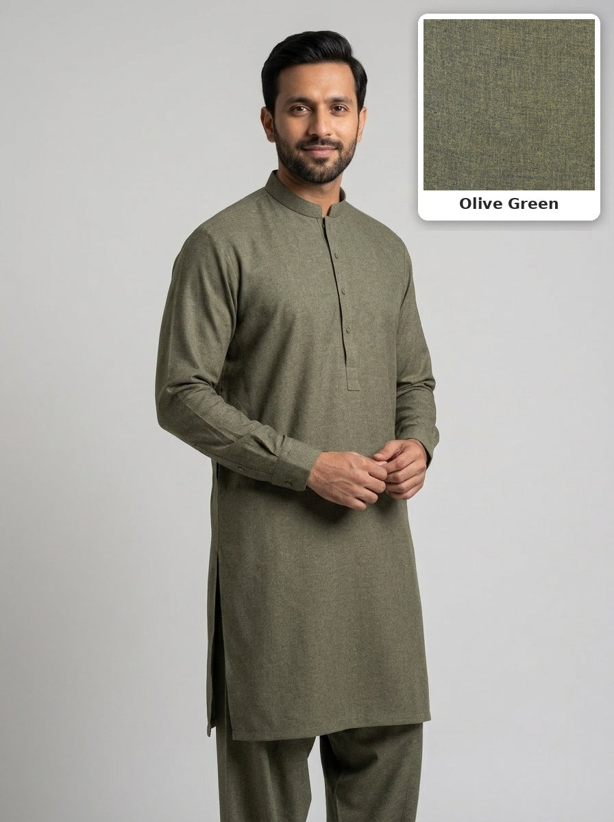 Shahi Wool Suit - Olive Green