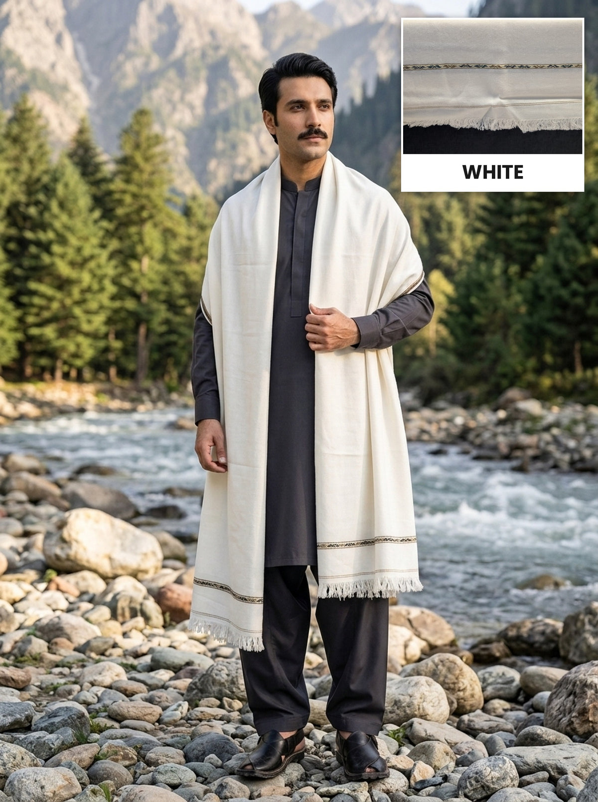Kashmiri Wool Shawl | White