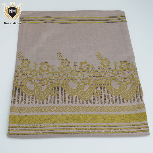 Ladies’ Wool Shawl – Beige with Golden Floral