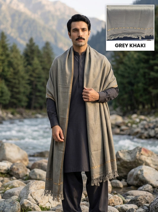 Acrylic Wool Shawl | Grey Khaki