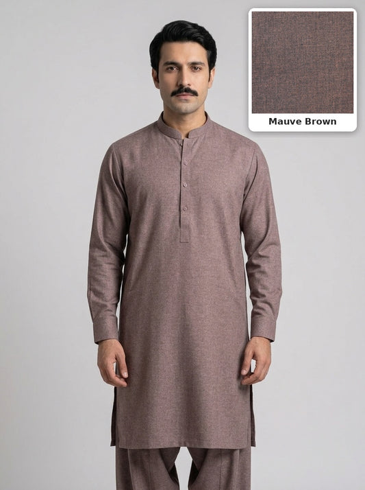 Shahi Wool Suit - Mauve Brown