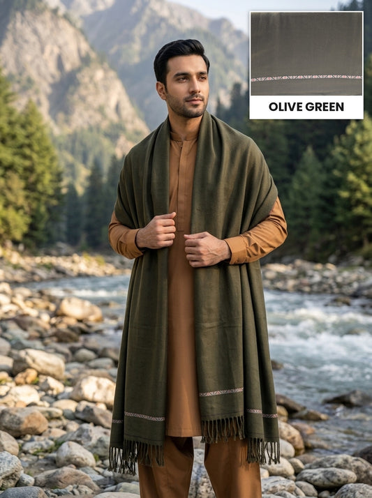 Acrylic Wool Shawl | Olive Green